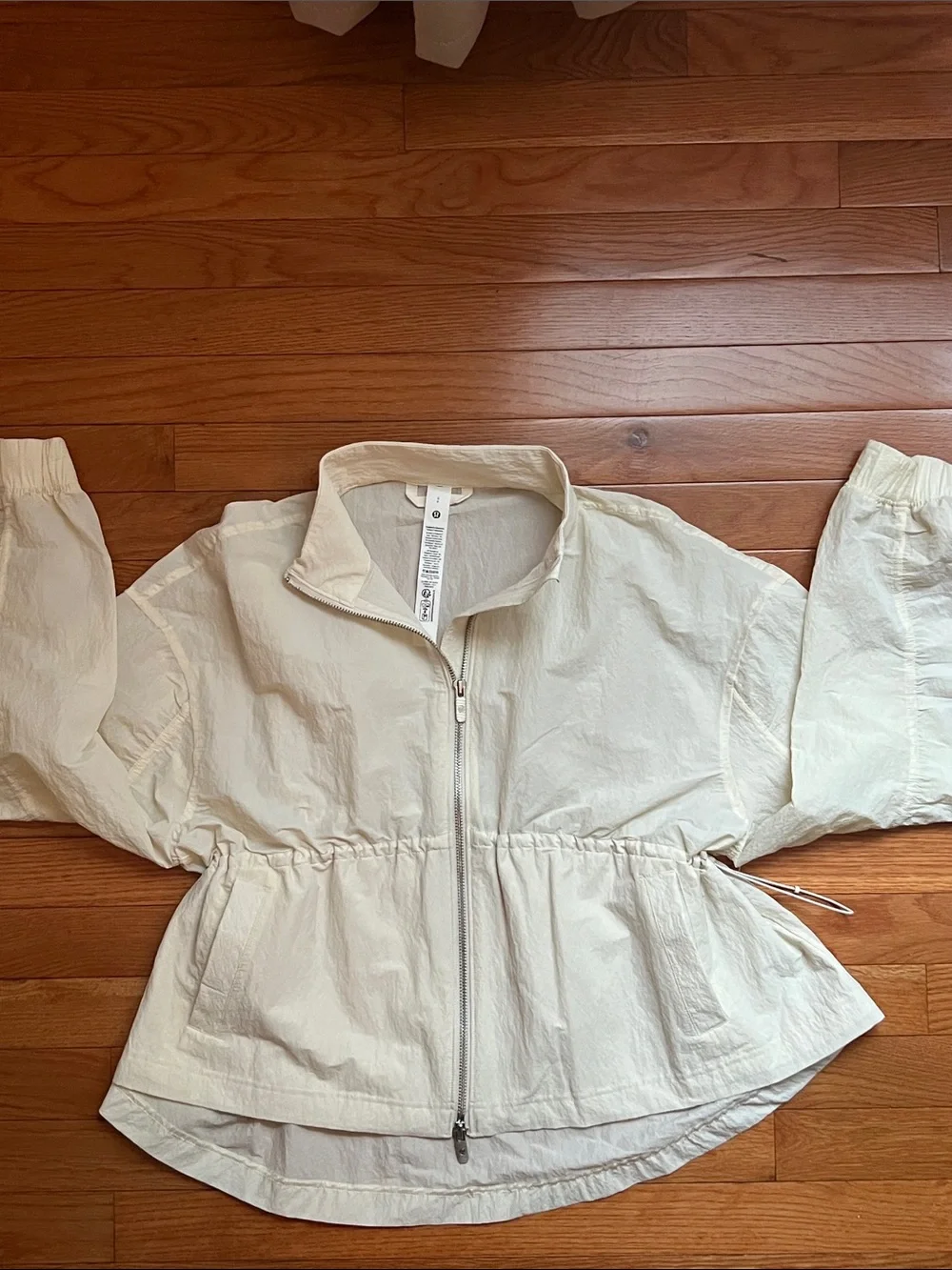 lululemon athletica Cream Drawstring-Waist Zip Jacket